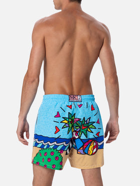 Man mid-length Gustavia swim-shorts with Britto design placed print | ©BRITTO SPECIAL EDITION - MC2 Saint Barth