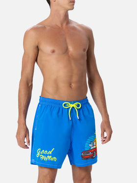 Man mid-length Gustavia swim-shorts with Cryptopuppets placed print| CRYPTOPUPPETS SPECIAL EDITION - MC2 Saint Barth