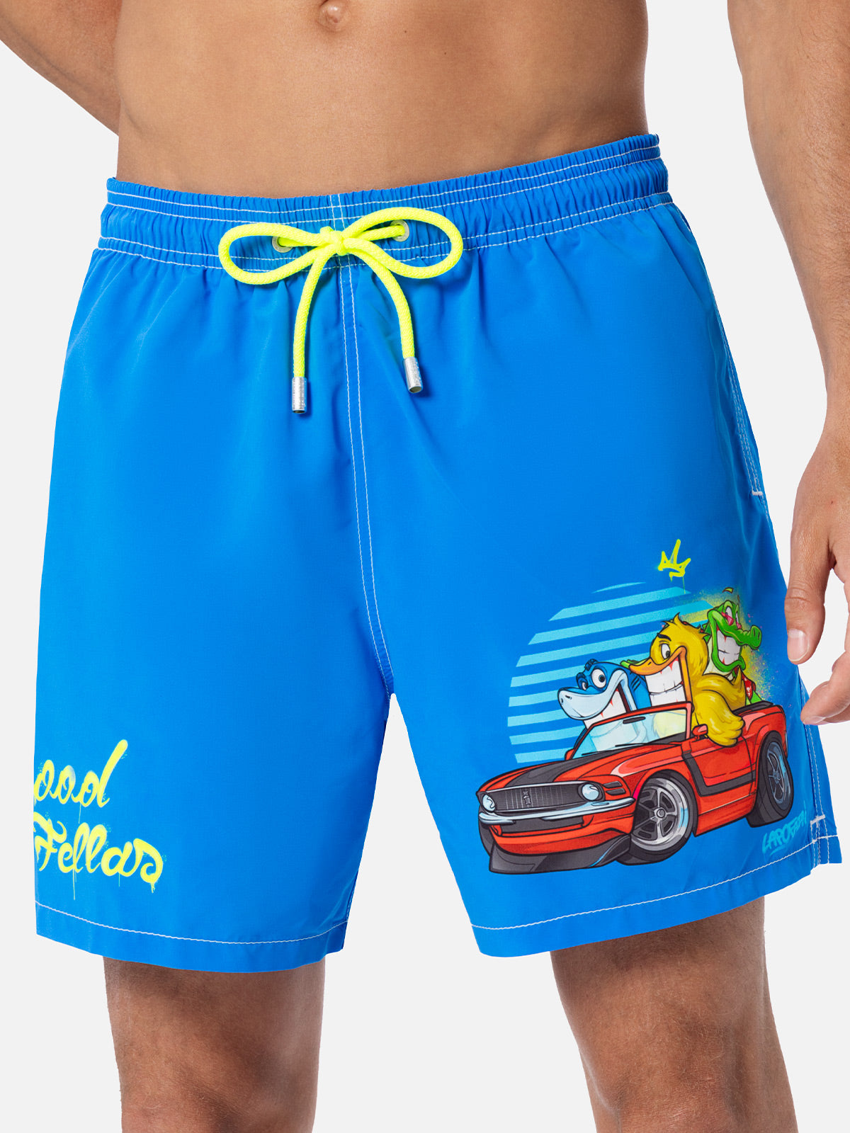 Man mid-length Gustavia swim-shorts with Cryptopuppets placed print| CRYPTOPUPPETS SPECIAL EDITION - MC2 Saint Barth