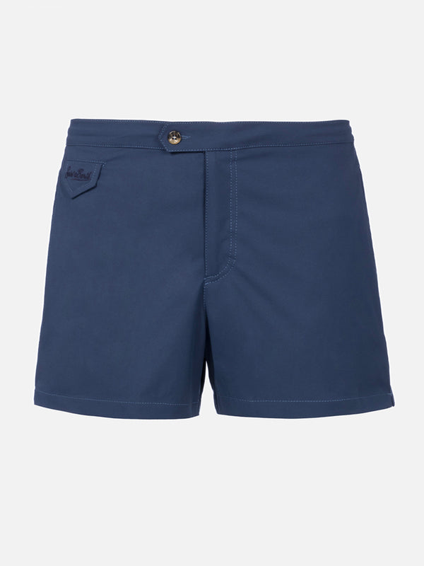 Man navy blue fitted cut swim shorts Harrys