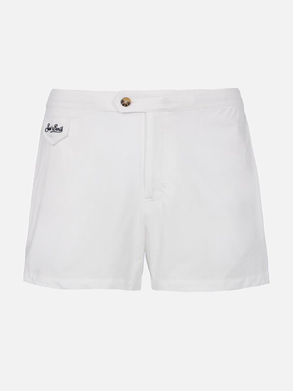 Man white fitted cut swim shorts Harrys