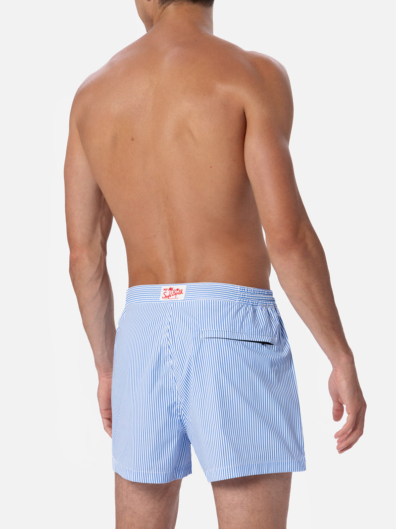 Tailliert geschnittene Seersucker-Badeshorts Harrys für Herren mit Streifendruck