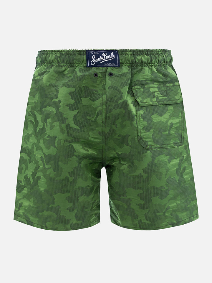 Man ripstop fabric swim shorts Harbour The Riviera with camo jacquard - MC2 Saint Barth