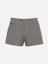 Tailliert geschnittene Herren-Badeshorts Harrys mit Pied-de-Poule-Aufdruck