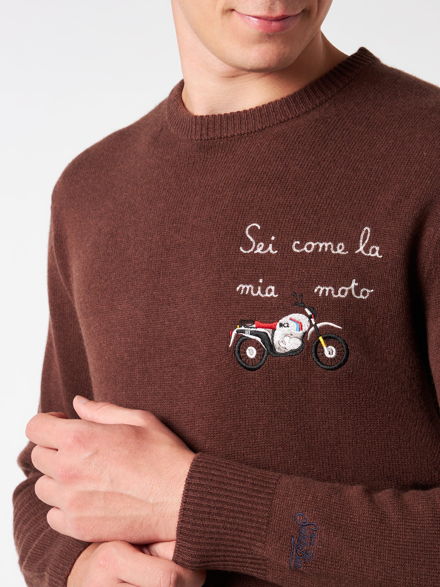 Man crewneck sweater with Sei Come la mia Moto embroidery - MC2 Saint Barth