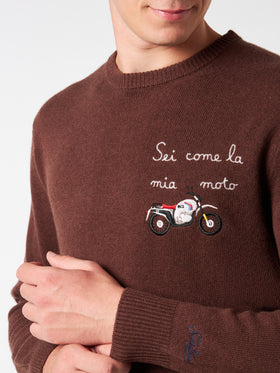 Man crewneck sweater with Sei Come la mia Moto embroidery - MC2 Saint Barth