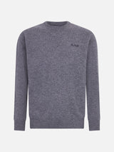 Man crewneck grey sweater with St. Barth embroidery
