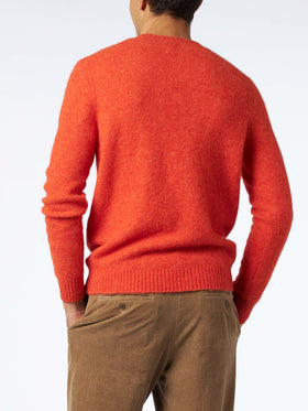 Man orange stretch wool sweater with St. Barth embroidery - MC2 Saint Barth