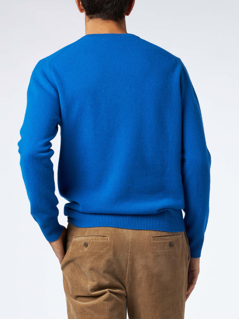 Man crewneck bluette sweater with St. Barth embroidery