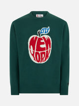 Herrenpullover mit New-York-Apfel-Print