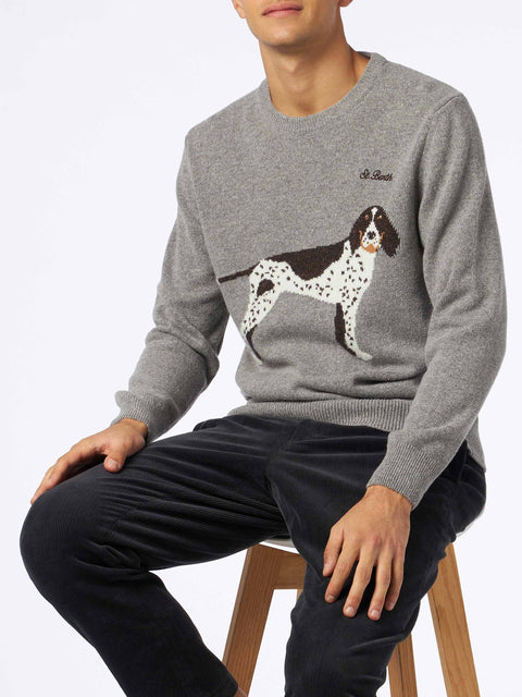 Man crewneck donegal sweater with country dog jacquard - MC2 Saint Barth