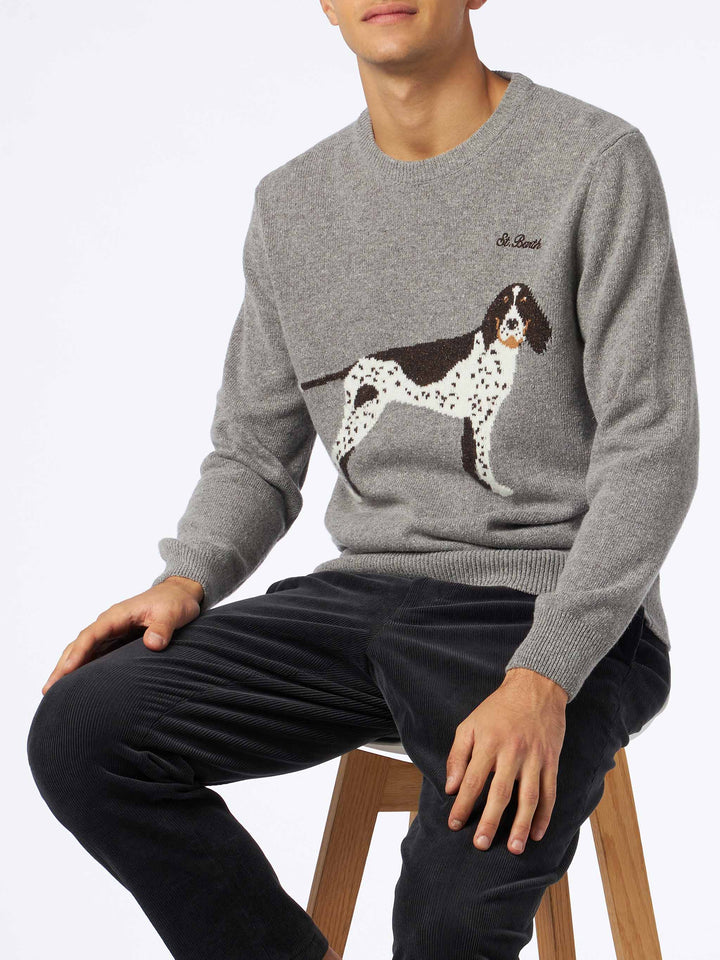 Man crewneck donegal sweater with country dog jacquard - MC2 Saint Barth