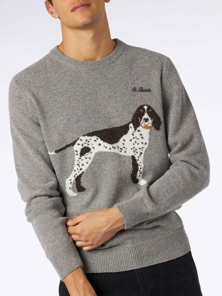 Man crewneck donegal sweater with country dog jacquard - MC2 Saint Barth
