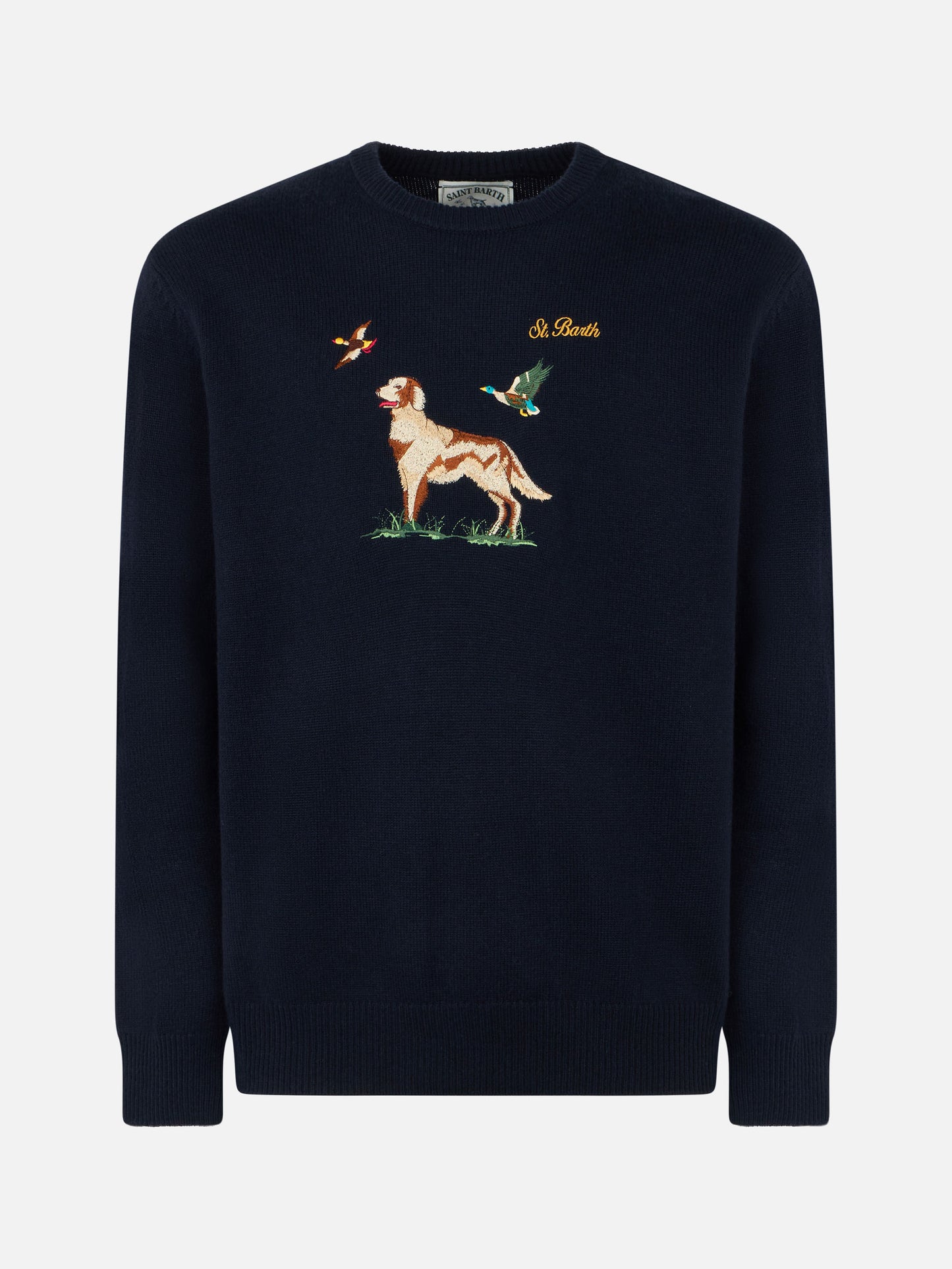 Man crewneck donegal sweater with English pointer jacquard - MC2 Saint Barth