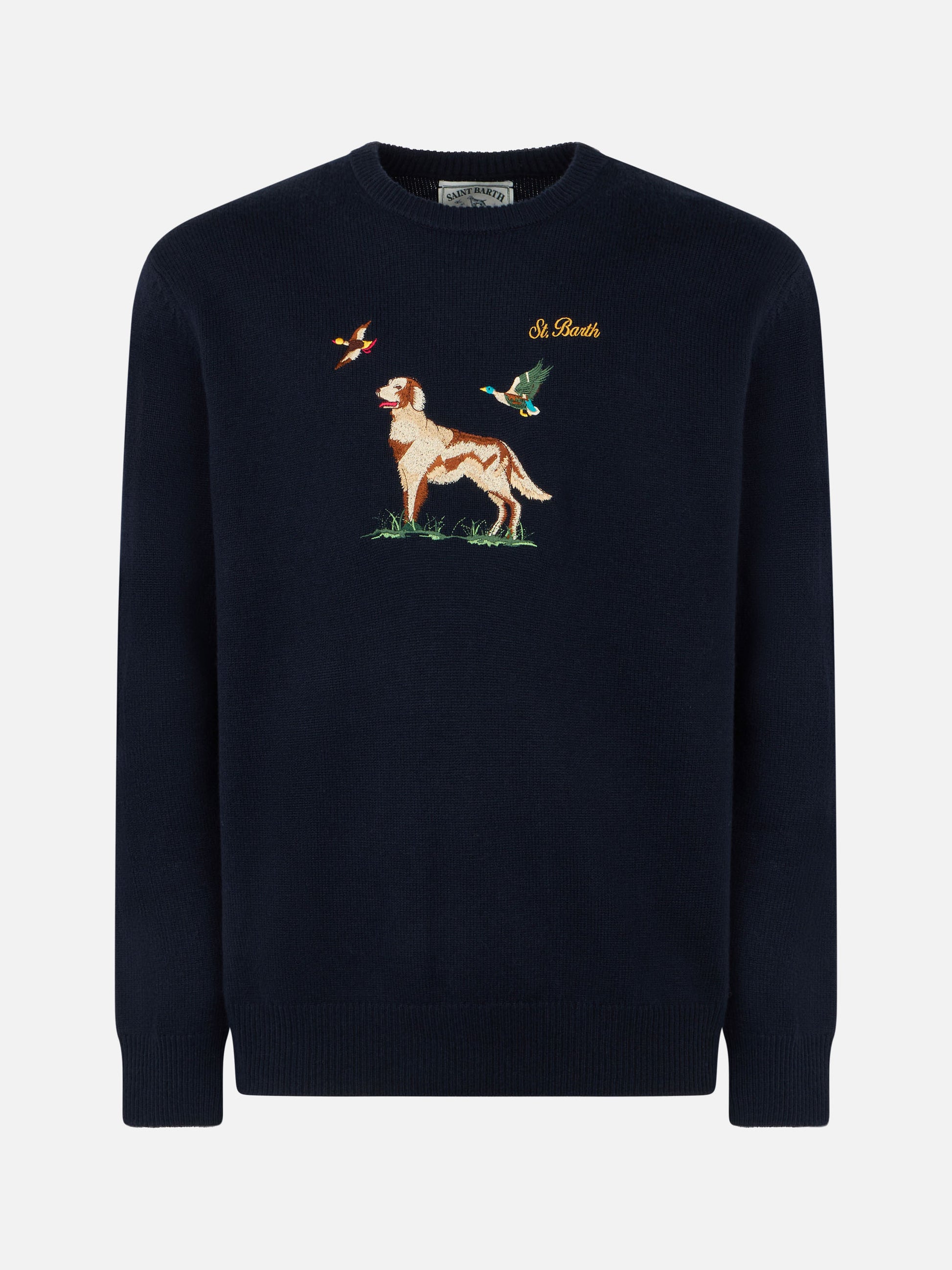 Man crewneck donegal sweater with English pointer jacquard - MC2 Saint Barth