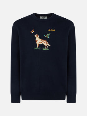 Man crewneck donegal sweater with English pointer jacquard - MC2 Saint Barth