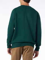 Maglione da uomo girocollo verde con ricamo St. Barth