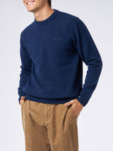 Maglione da uomo girocollo blu con ricamo St. Barth