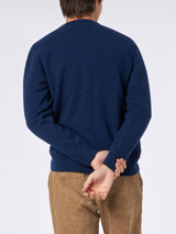 Maglione da uomo girocollo blu con ricamo St. Barth