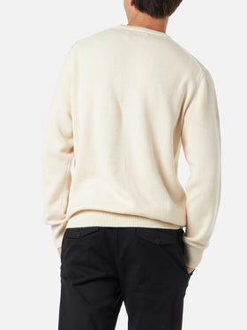 Crewneck sweater Heron with Christmas in Saint Barth embroidery