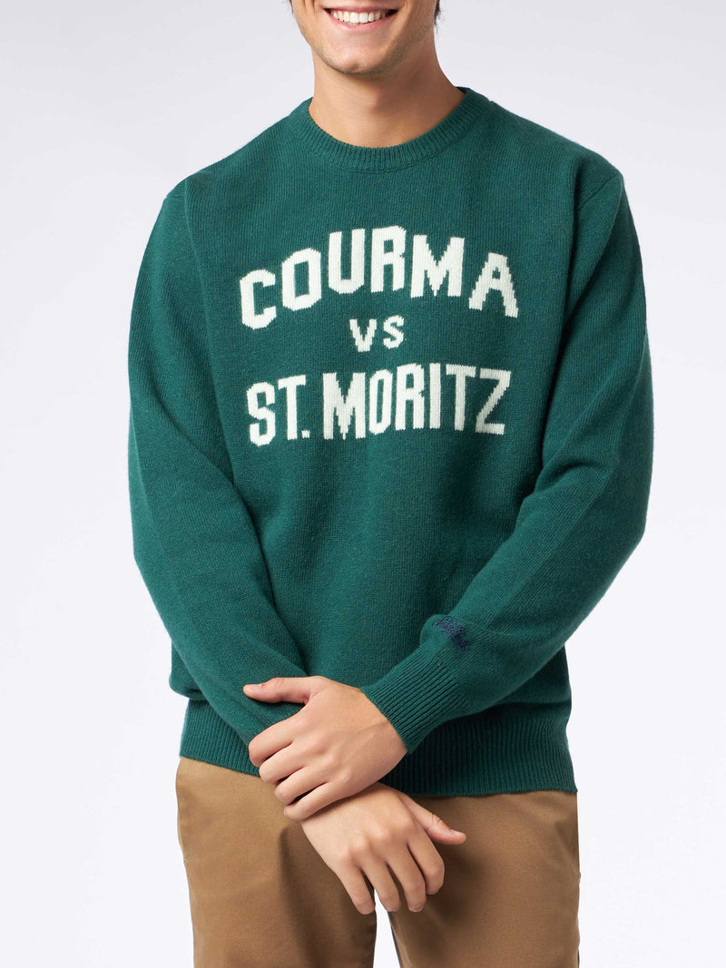 Man crewneck sweater with Courma vs St. Moritz jacquard