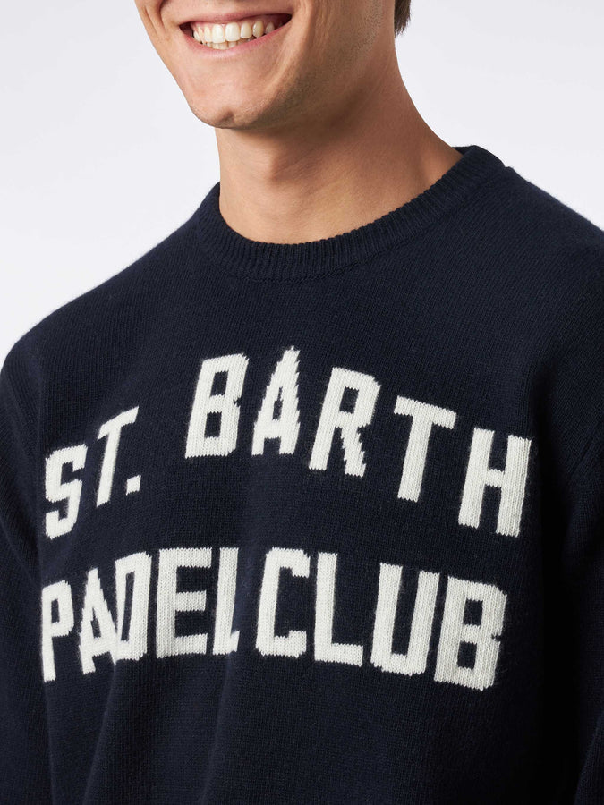 Mc2 Saint Barth Maglia da uomo girocollo con stampa jacquard St. Barth Padel Club