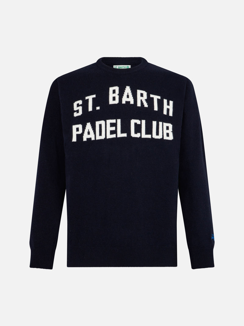 Herren-Pullover mit Rundhalsausschnitt und Jacquard-Aufdruck des St. Barth Padel Club