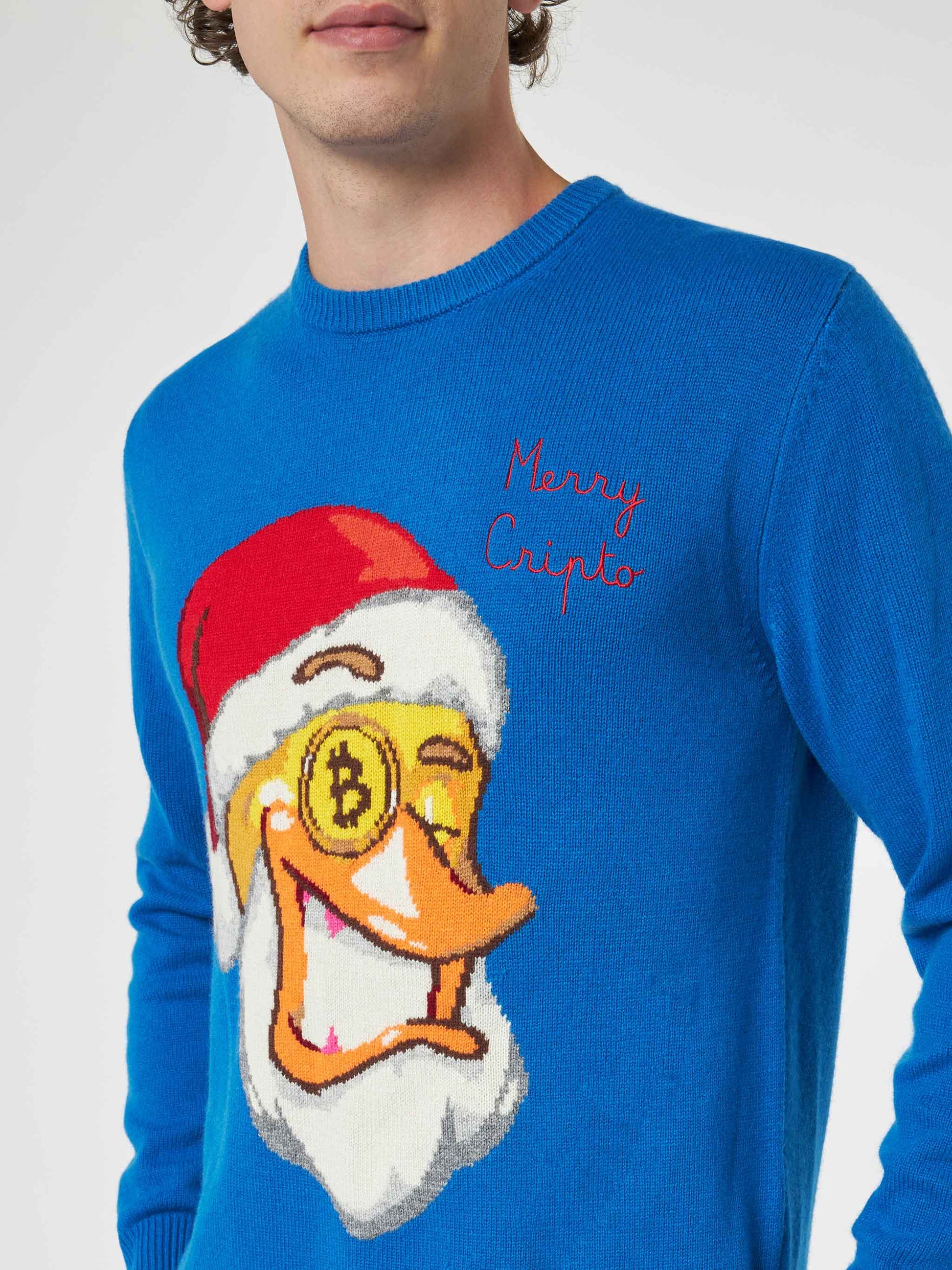 Man crewneck sweater with Crypto Ducky jacquard | CRYPTO PUPPETS SPECIAL EDITION - MC2 Saint Barth