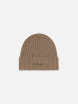 Man beige beanie with St. Barth embroidery