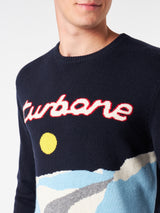 Man crewneck sweater with Turbone jacquard