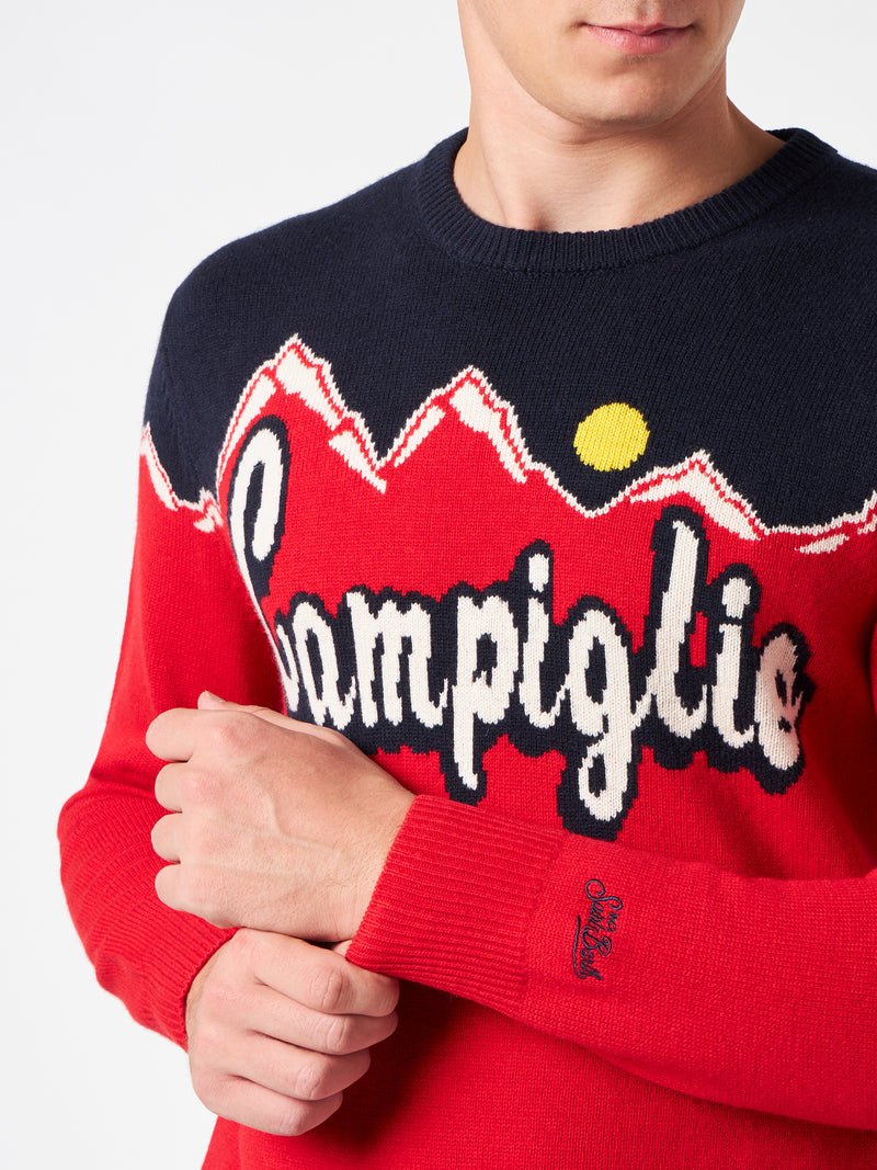 Man crewneck sweater with Campiglio sun jacquard