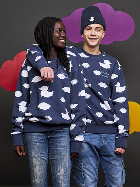 Kid crewneck blue sweatshirt with Coccole e nuvole embroidery | COCCOLEBIMBI SPECIAL EDITION - MC2 Saint Barth