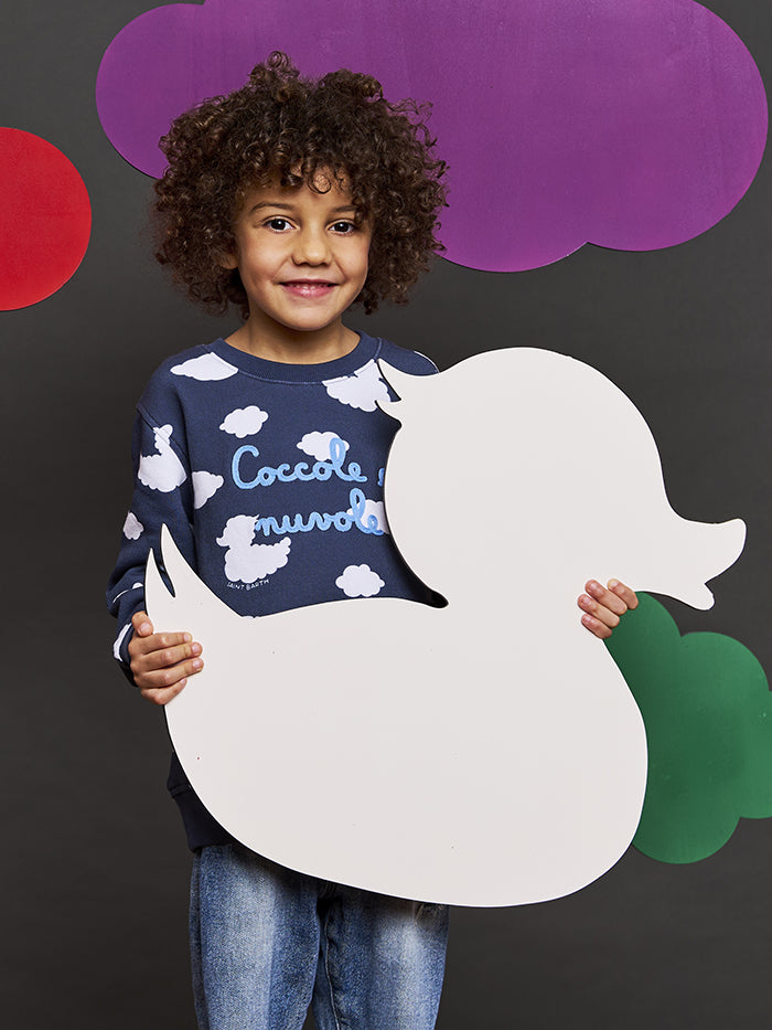 Kid crewneck blue sweatshirt with Coccole e nuvole embroidery | COCCOLEBIMBI SPECIAL EDITION - MC2 Saint Barth