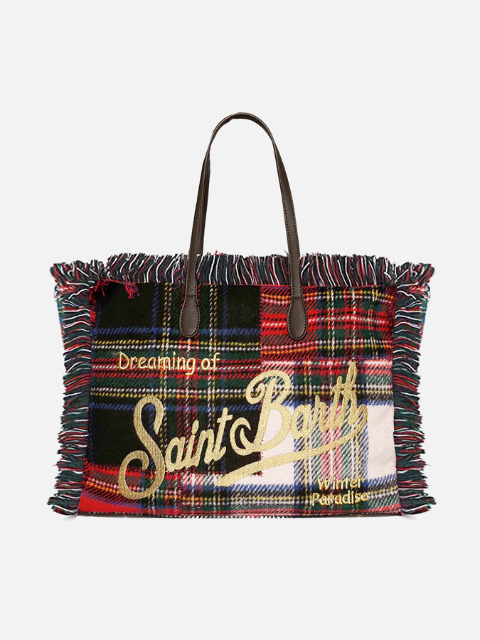 Mc2 Saint Barth Borsa a spalla Vanity in tartan patchwork di lana