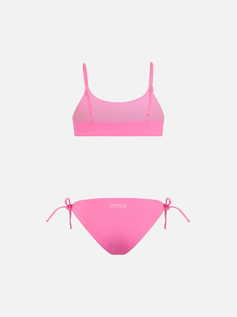 Bikini bralette rosa per bambina Jaiden con strass