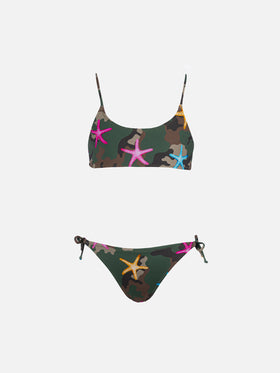 Girl bralette bikini Jaiden with seastar on camouflage print - MC2 Saint Barth