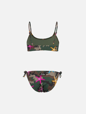 Girl bralette bikini Jaiden with seastar on camouflage print - MC2 Saint Barth