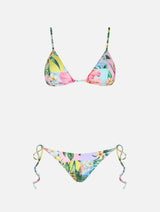 Triangel-Bikini mit Aufnäher und Blumenmuster