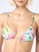 Triangel-Bikini mit Aufnäher und Blumenmuster