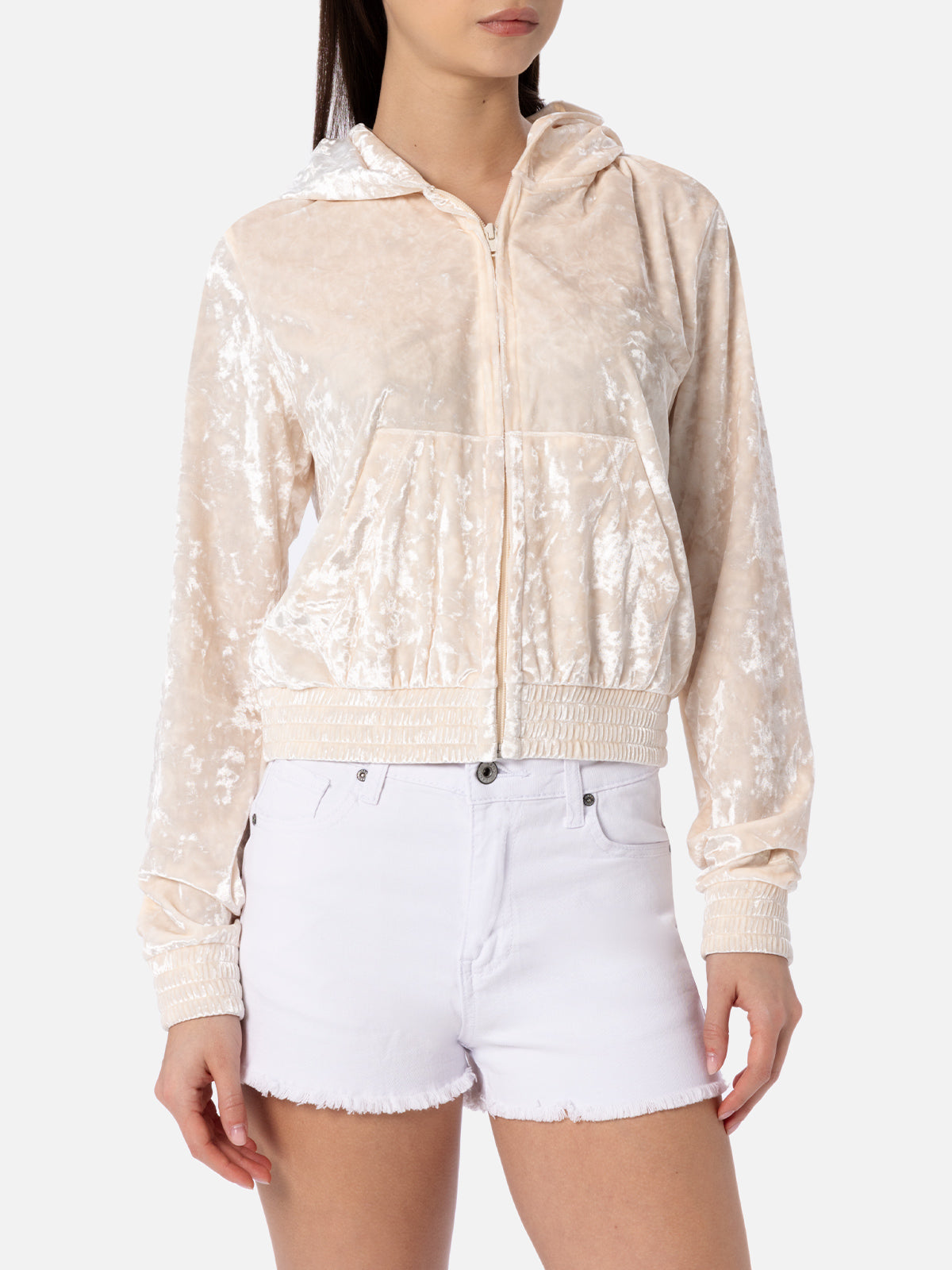 Woman chenille zipped hoodie Jasmine - MC2 Saint Barth
