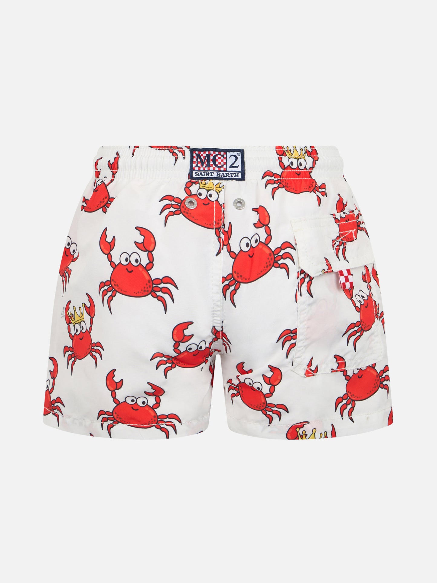 Boy mid-length Jean swim-shorts with king crab print - MC2 Saint Barth