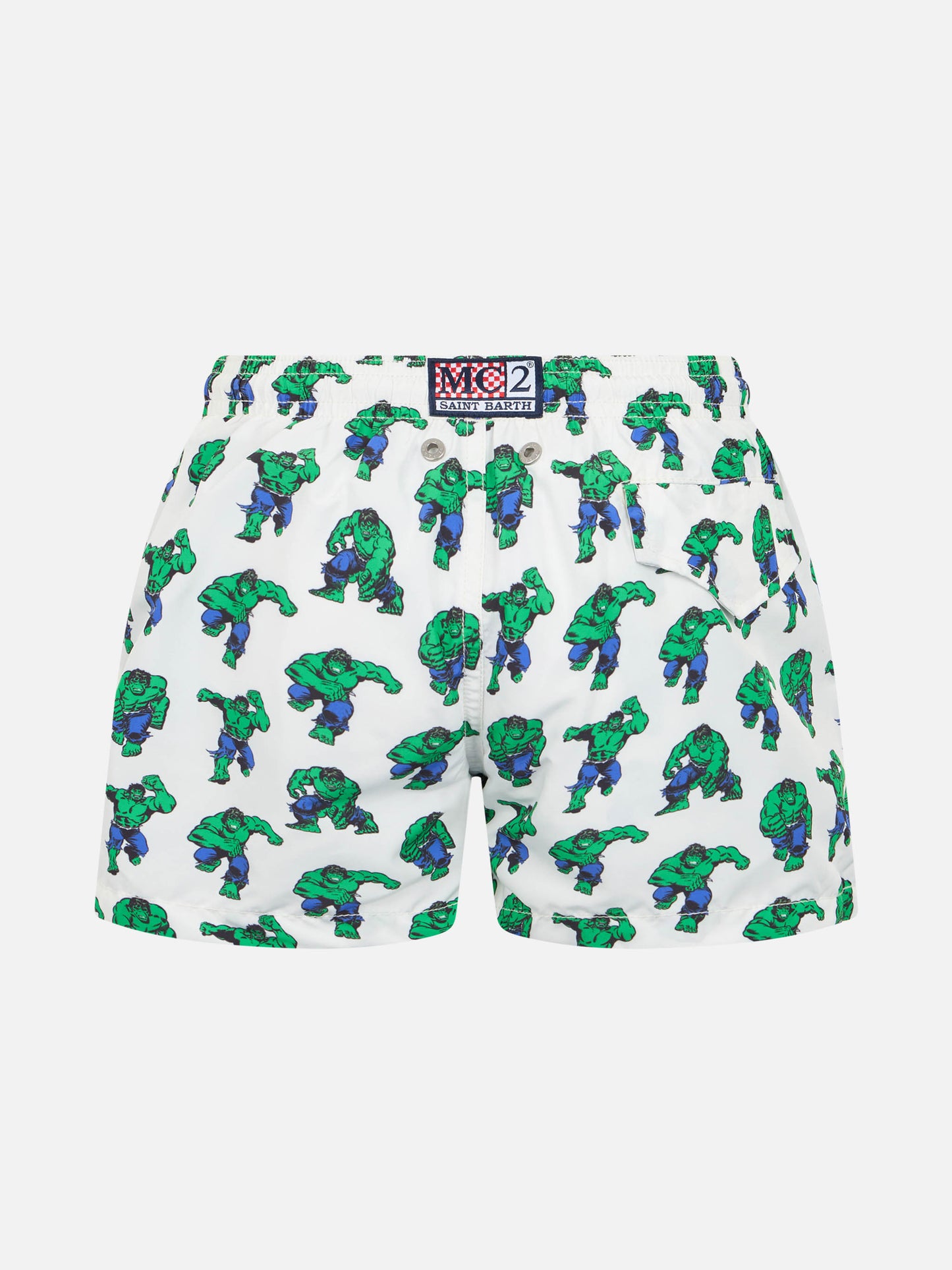 Boy lightweight fabric swim-shorts Jean Lighting with Hulk print | MARVEL SPECIAL EDITION - MC2 Saint Barth