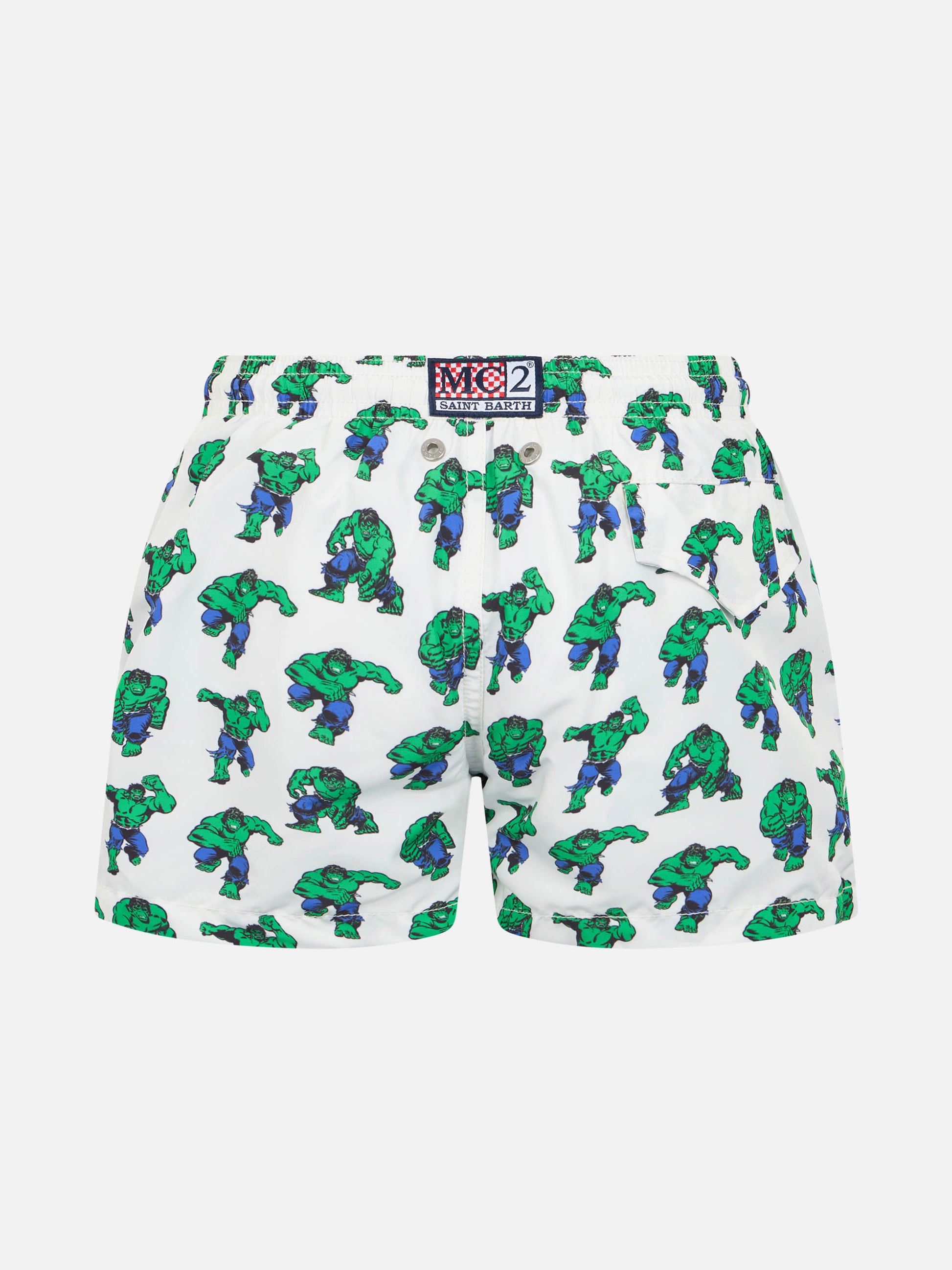 Boy lightweight fabric swim-shorts Jean Lighting with Hulk print | MARVEL SPECIAL EDITION - MC2 Saint Barth