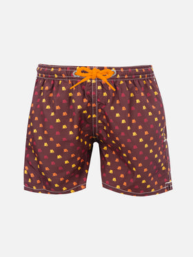 Leichte Jeans-Badeshorts aus Stoff mit Roma-Print | AS ROMA SPECIAL EDITION