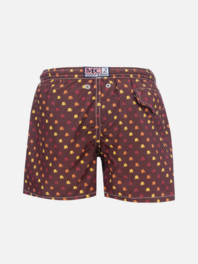 Leichte Jeans-Badeshorts aus Stoff mit Roma-Print | AS ROMA SPECIAL EDITION
