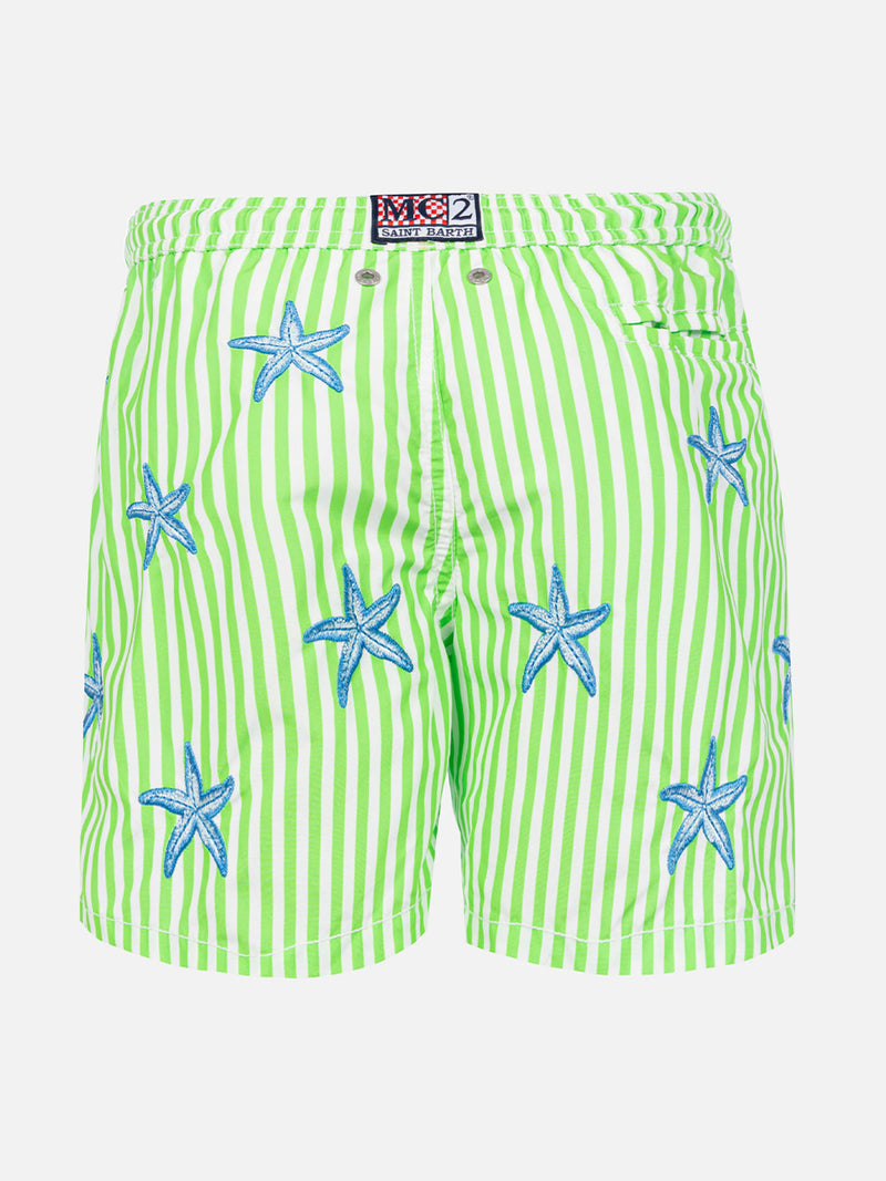 Man classic swim shorts with starfish embroidery