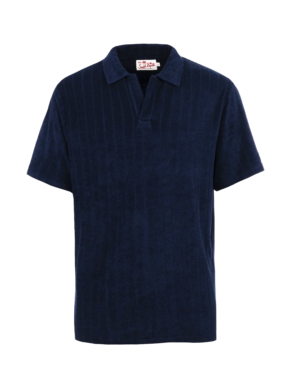 Man ribbed blue terry polo shirt Jeremy - MC2 Saint Barth
