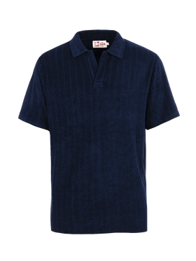 Man ribbed blue terry polo shirt Jeremy - MC2 Saint Barth