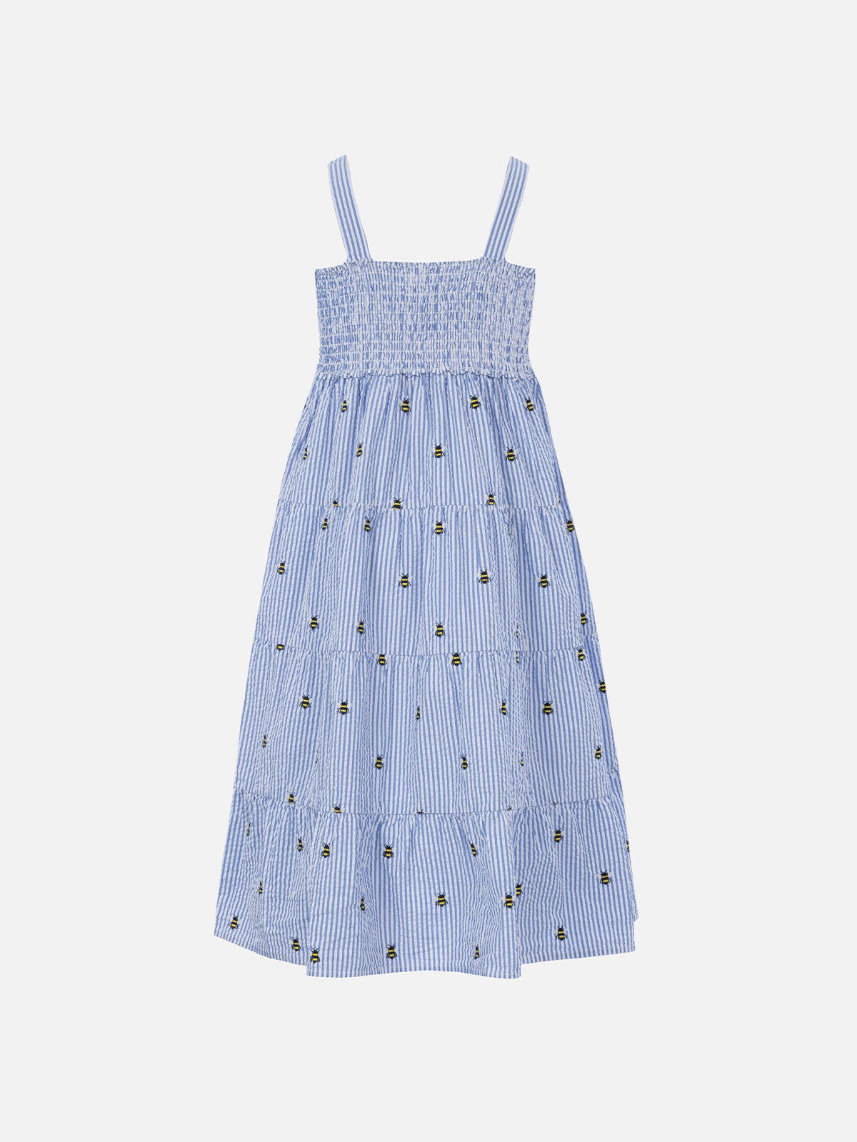 Girl seersucker dress Jemine Jr with bee embroidery - MC2 Saint Barth