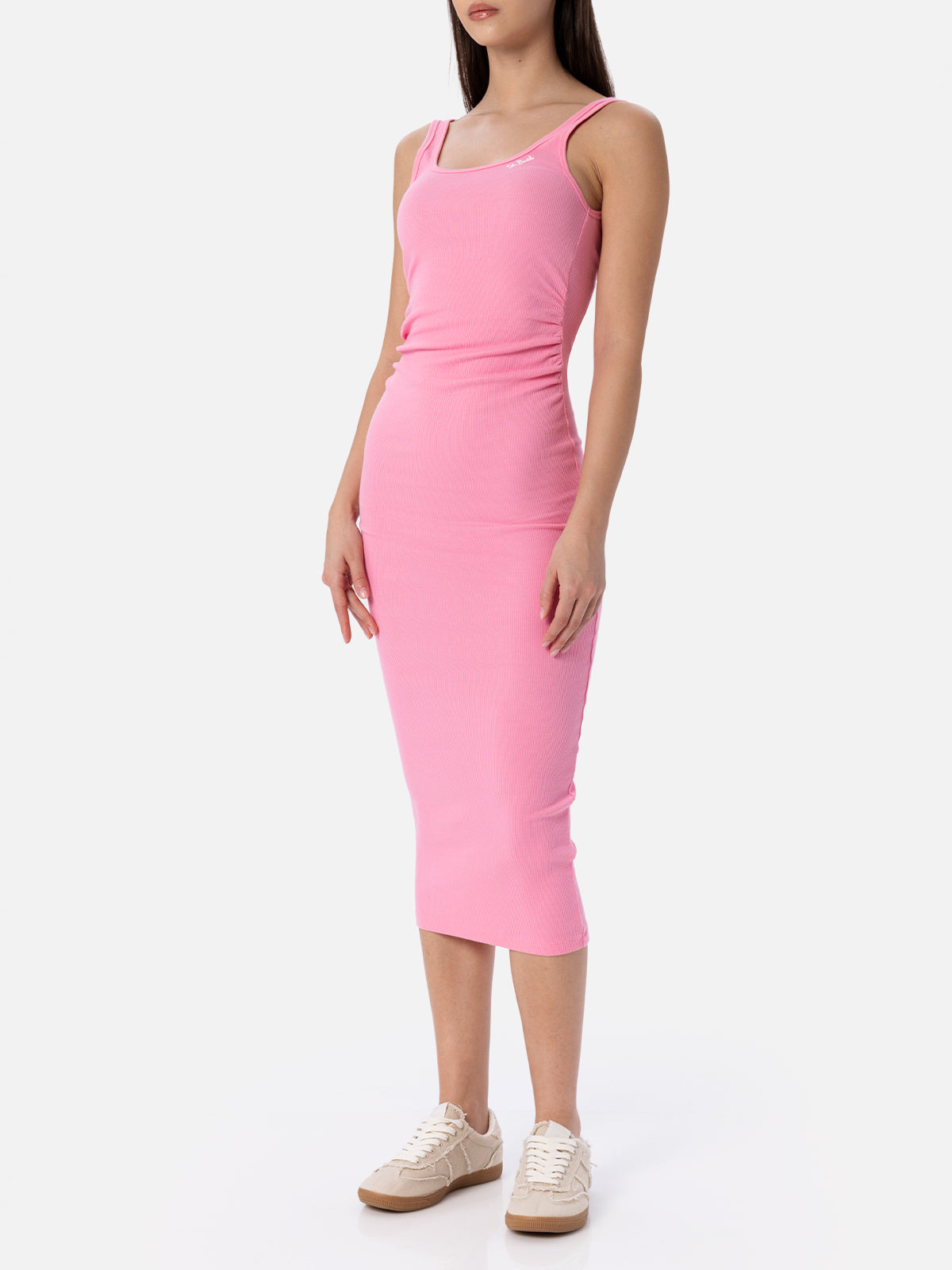 Woman ribbed pink cotton jersey tank dress Jennifer - MC2 Saint Barth
